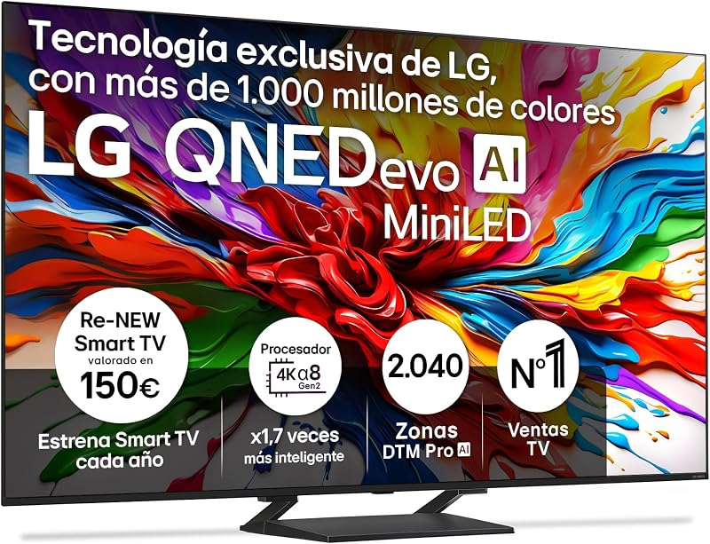 85QNED93A6A - TV de 85", 4K QNED EVO, Smart TV, WebOS 25, processador potente e inteligente, MiniLED AI, Super Upscaling, Dolby Vision e Atmos, Alexa/Google Assistant, Preto