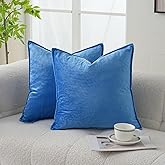 JIAHANNHA Velvet Royal Blue Throw Pillow Covers 18x18 Inches Pack of 2 Soft Decorative Square Cushion Covers for Couch Sofa Bed Livingroom Car,45x45Cm