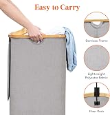 Lifewit 100L Laundry Basket with Lid Bamboo Handles Removable Inner Bag view 6