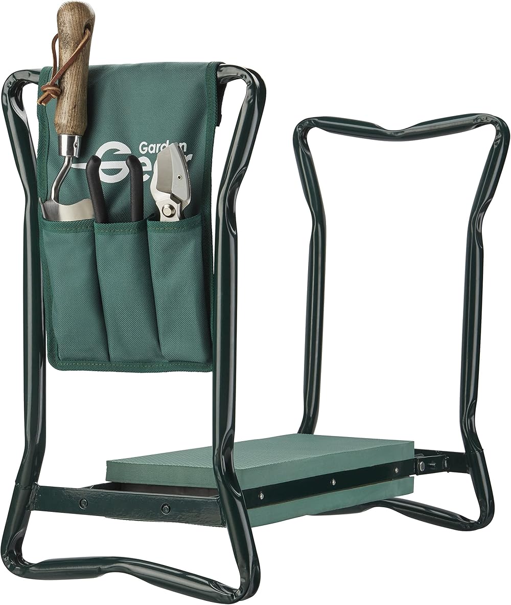 Garden Gear Folding Garden Kneeler Seat Stool with Tool Bag 3 in 1