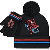 Marvel Spider-Man Kid’s Winter Hat and Snow Gloves for Boys and Toddlers, 2 Pc. Set, Pom-Pom Beanie with Warm Mittens