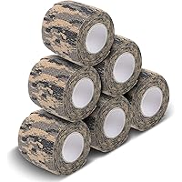 AIRSSON 6 Roll Camouflage Tape Cling Scope Wrap Military Camo Stretch Bandage Gun Rifle Shotgun Camping Hunting 2" x 177" x 6