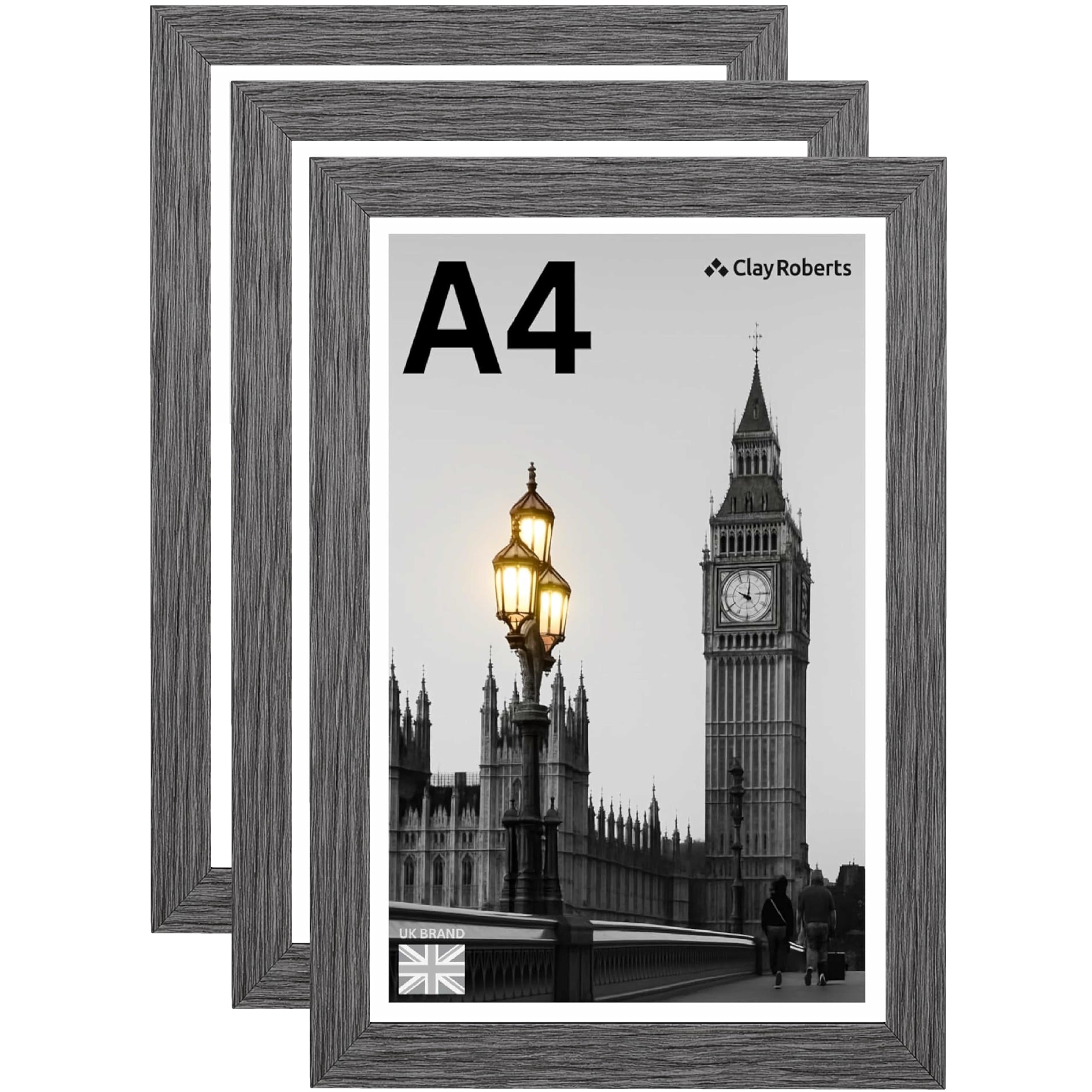 A4 Photo Frame, Dark Grey, Pack of 3, Picture Frame, Certificate, Art Print Poster, 21cm x 29.7cm, Grey Frames, A4 Photo Collage Gallery Display โ image 1