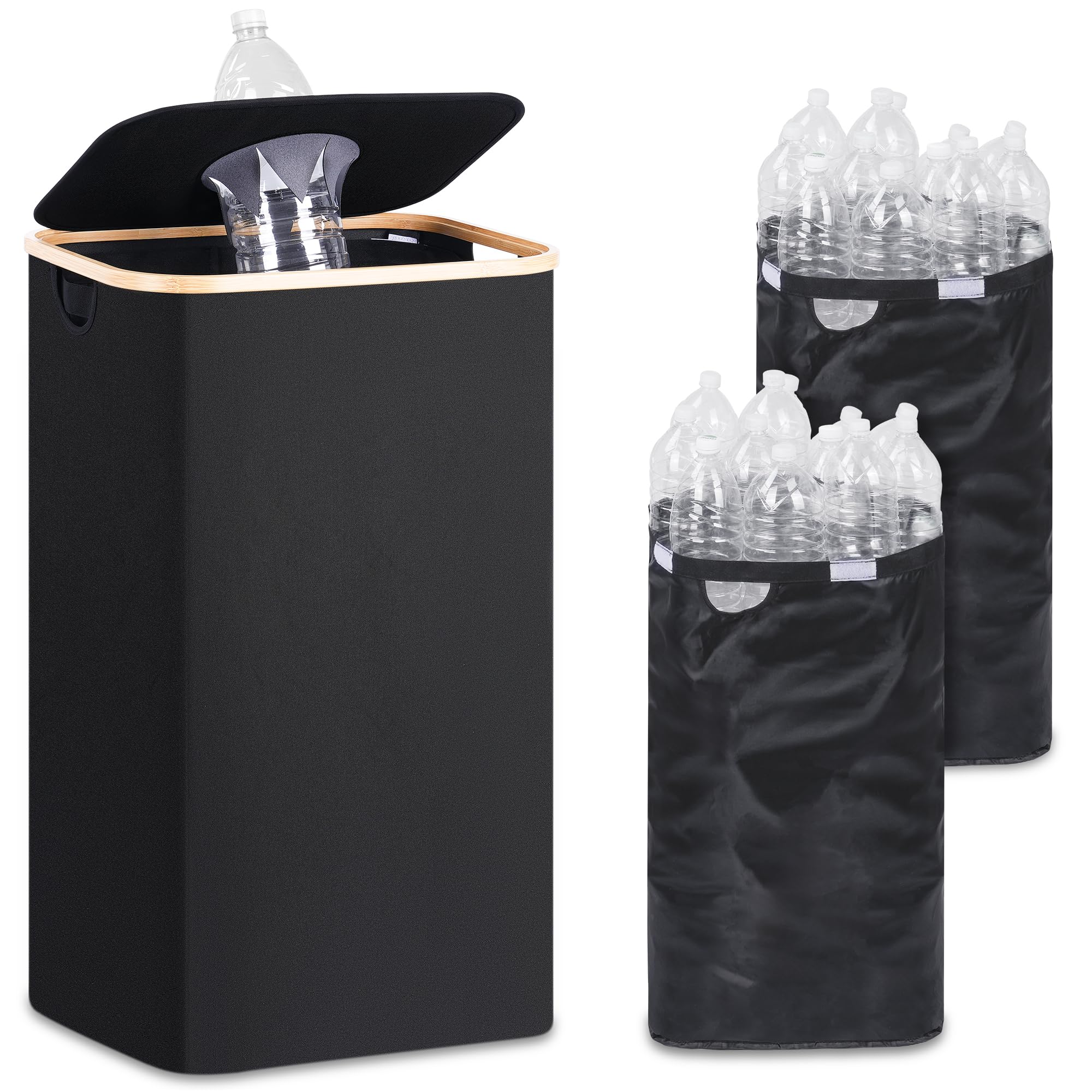 Photo 1 of iEGrow 29 Gallons Recycling Bins for Kitchen, Indoor Recycle Bins with Lid, 110L Large Recycle bin with 2 Removeable Reusable Inner Bags, for Bottles Cans Glass Plastice Cartons(Black)