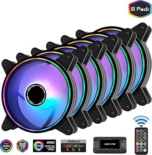 EZDIY-FAB Wit Moonlight 120mm RGB PWM Case Ventilator met RGB PWM Fan