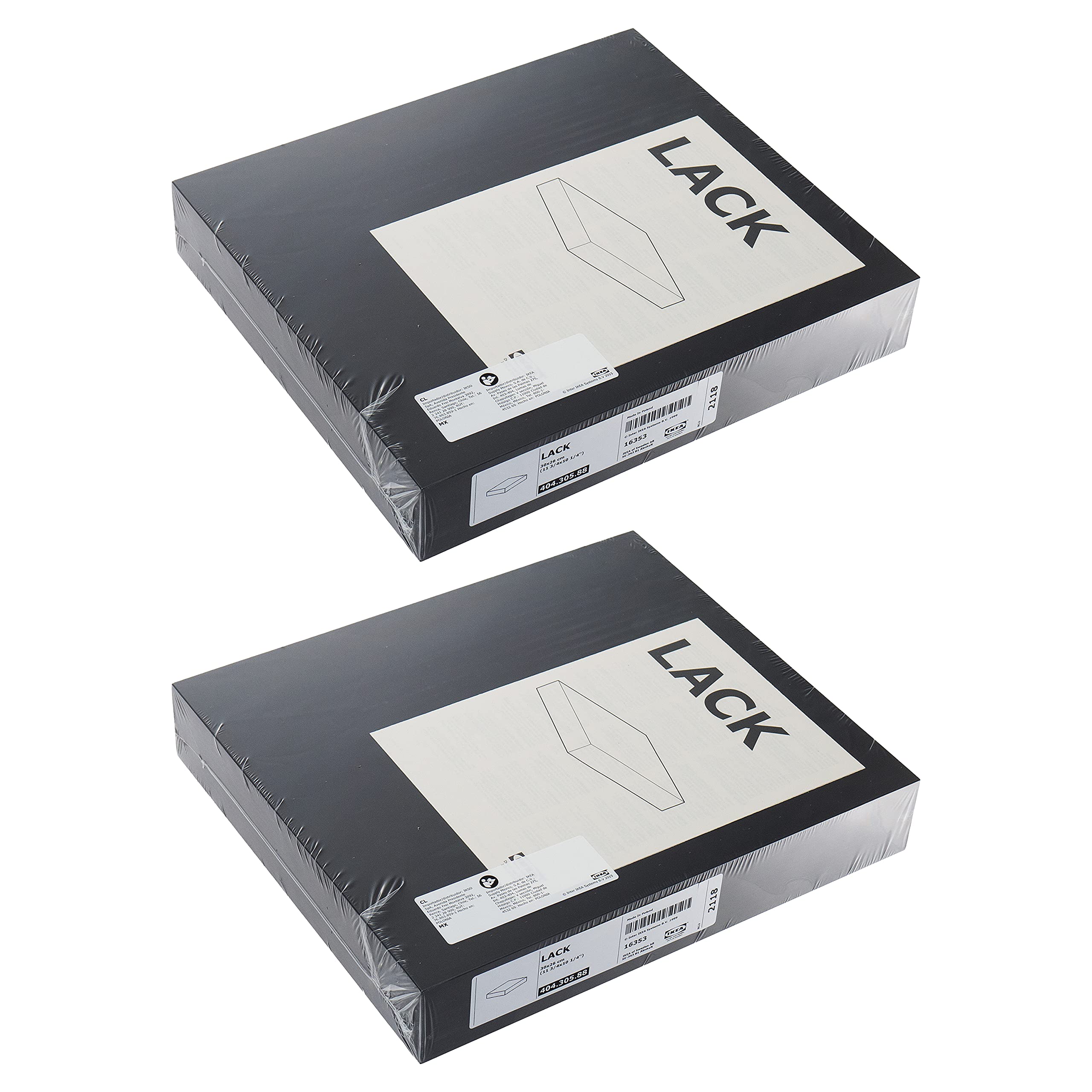 Ikea Lack Small Floating Bedside Wall Shelf, Black-Brown, 30x26x5 Centimetres, Invisible Mount, 404.305.88 - Set of 2