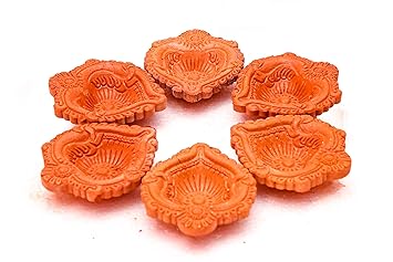 Mahakal Handmade Clay Diya Round (Set of 06 Pcs) for Diwali Decoration
