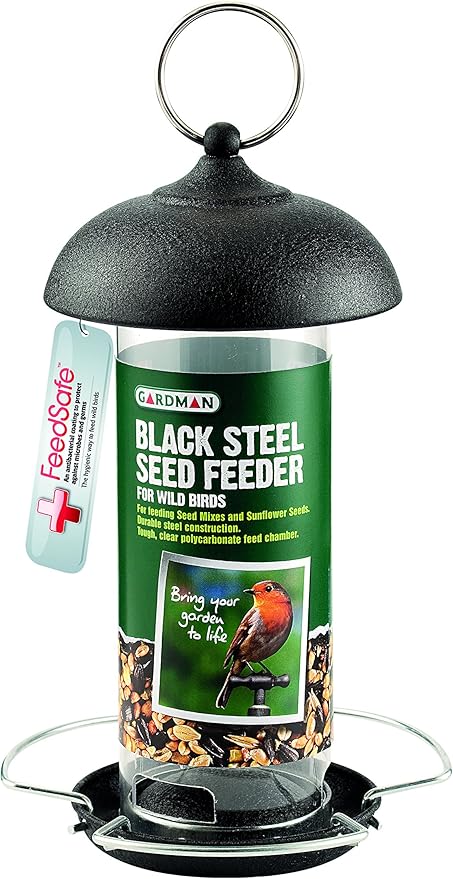 Gardman Black Steel Seed Feeder Bird Green 17 5 X 18 X 3 5 Cm
