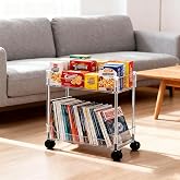 Betoveren 2 Tier Utility Rolling Cart Storage Organizer with Wheels Under Desk Mobile Bathroom Cart Organizer for Office Bathroom Home Kitchen Organization Transparent (Width 8.85 Inches)