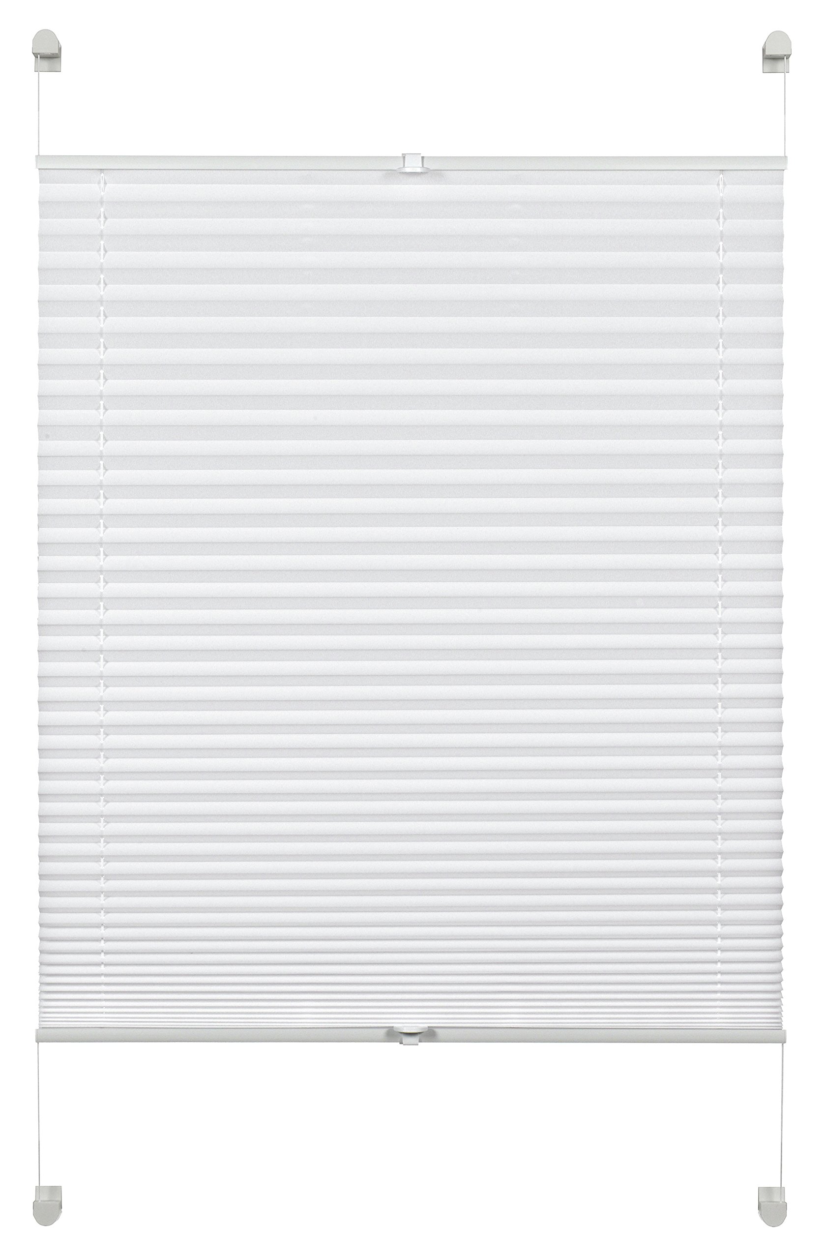 Deco Company Pleated Blind for Clamping, Opaque Folding Blind, Mounting Kit Included, Pleated Blind with Two Operating Rails, White, 80 x 130 cm (WxH)