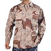BACKBONE Mens Army Military Battle Dress Uniform BDU Shirt Camo Top Jacket