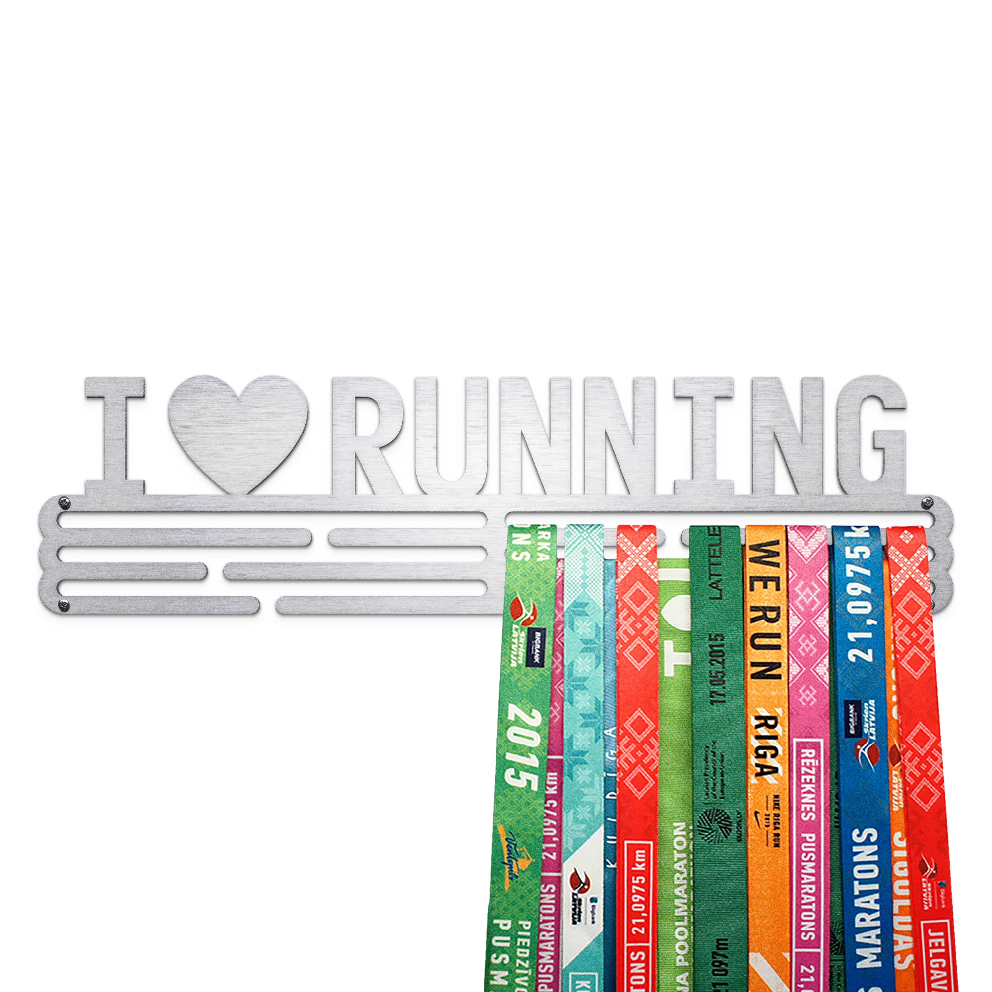 United Medals I LOVE RUNNING Sport Medal Hanger Display | Stainless Steel Medal holder | Awards display rack for up to 48 medals