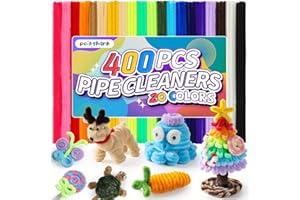 POIKSHARK 400 PCS 20 Colors Thick Pipe Cleaners Craft, Multi-Colored Chenille Stems for Craft Supplies & Materials, Fuzzy Pipe Cleaners Bulk for DIY Arts Projects, Rainbow Pipe Cleaners(12inch*6mm)