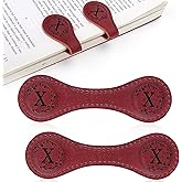 2PCS Magnetic Leather Bookmark With Initial, Double-Sided Bookmarks for Women, Clip Gift for Book Lovers, Readers, Men, Teachers, Students - Book Accessories (X)