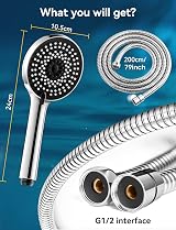 Magichome 2M High Pressure Shower Head 5 Modes Universal Hose view 6