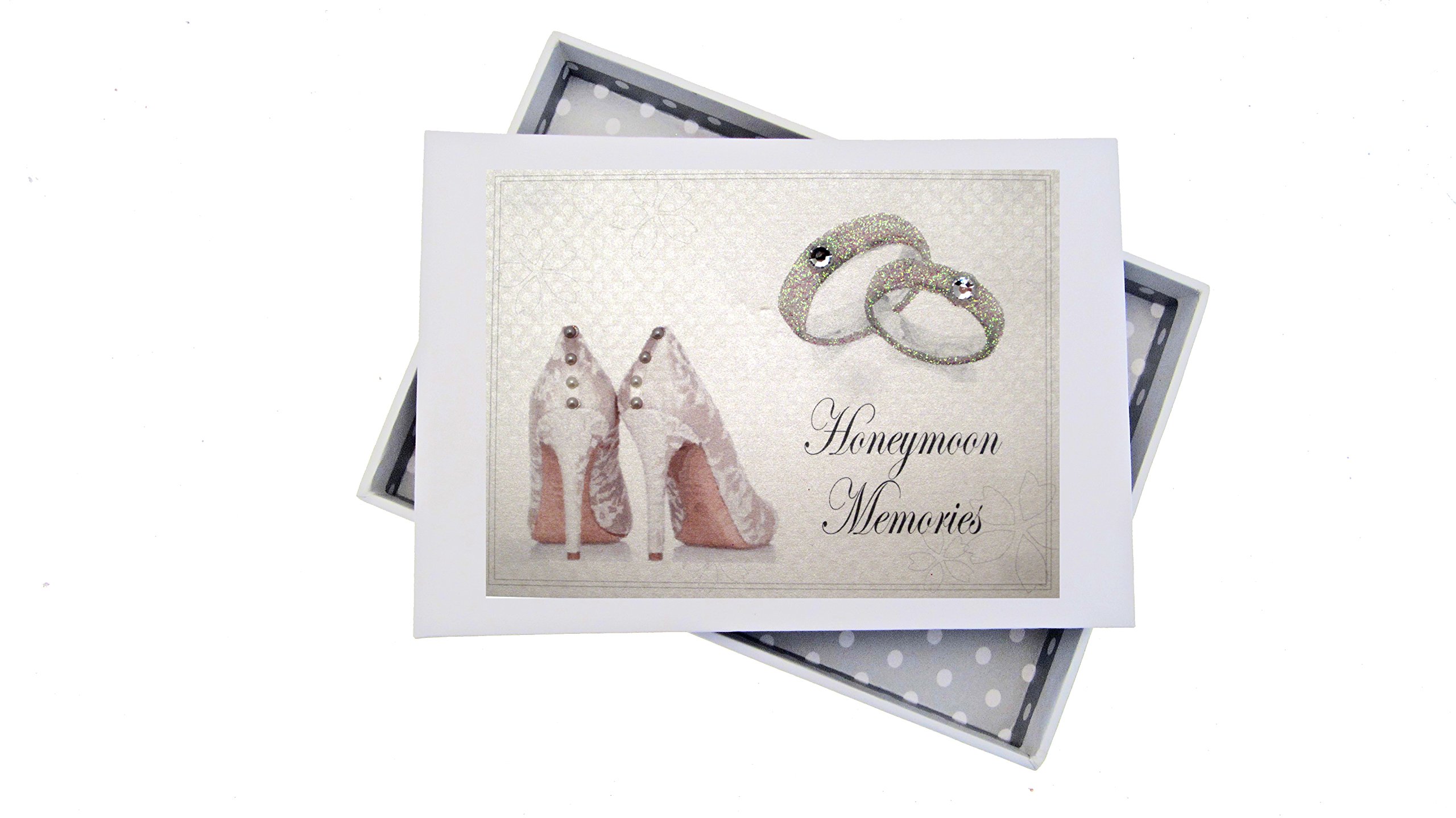 White Cotton Cards Honeymoon Mini Photo Album, Shoes and Rings design, Board, 12.5 x 17.5 x 2.5 cm