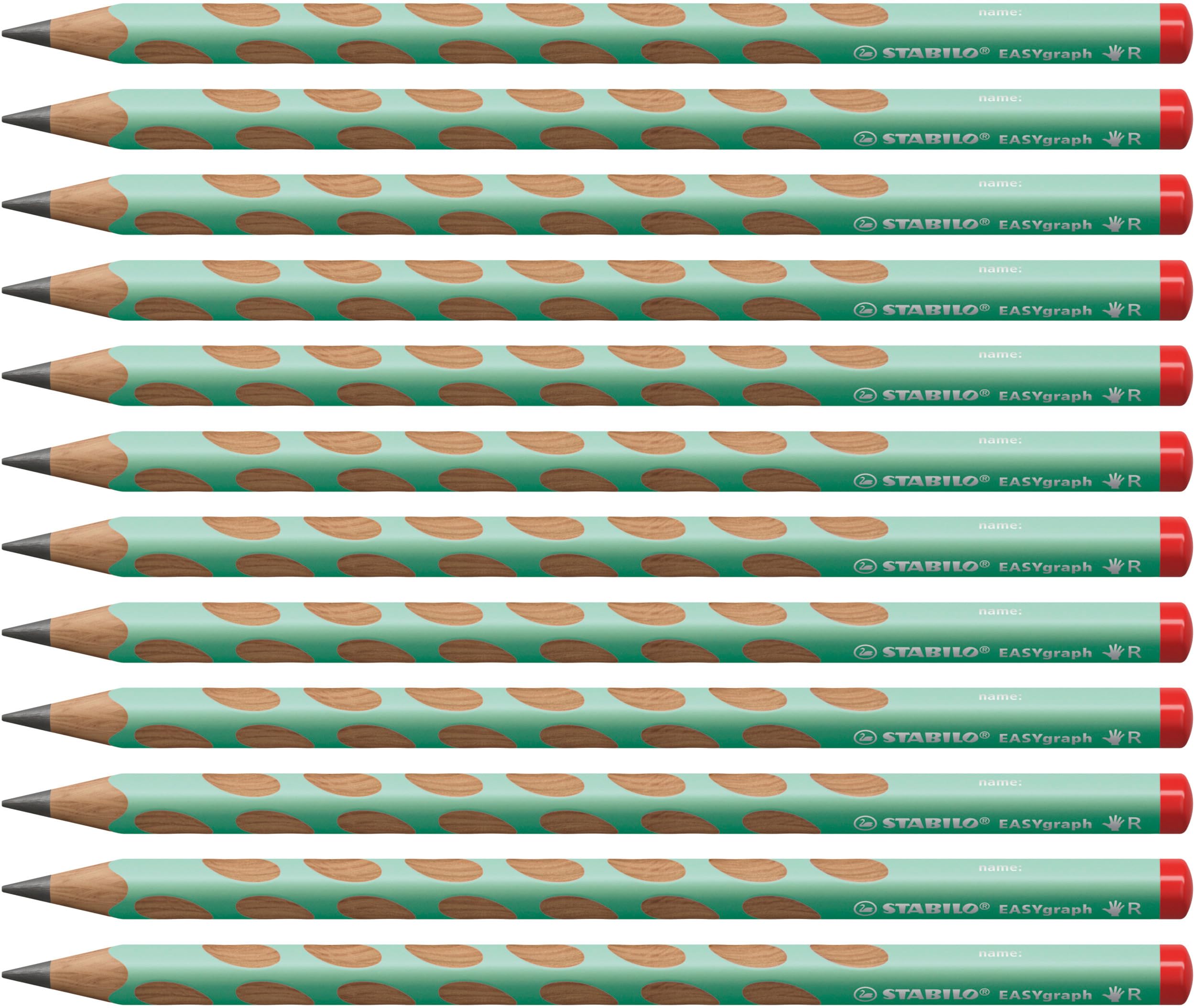 STABILO EASYgraph Pastel - Ergonomic Graphite Pencil - Right-Handed - Pack of 12 - Pastel Green - Degree HB