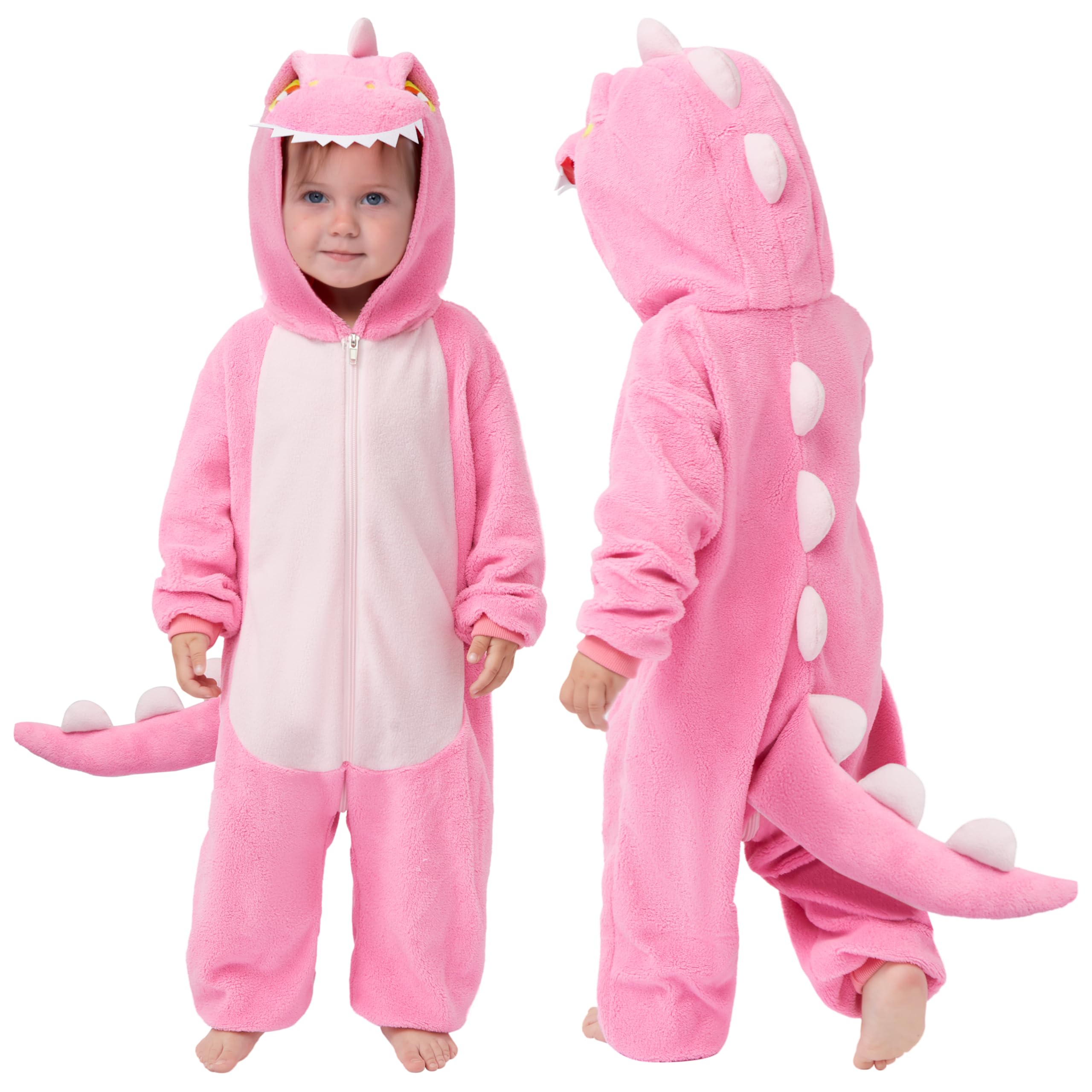 Spooktacular Creations Halloween Baby Dinosaur Costume, Unisex Dinosaur Hooded Romper Outfit for Halloween Cosplay & Themed Parties