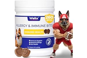 260 Bites Wellix Dog Allergy Chews & Immune Support, Anti Itch Dogs Chews - Dog Antioxidant Supplements - for Puppy, Small Medium & Large Dogs