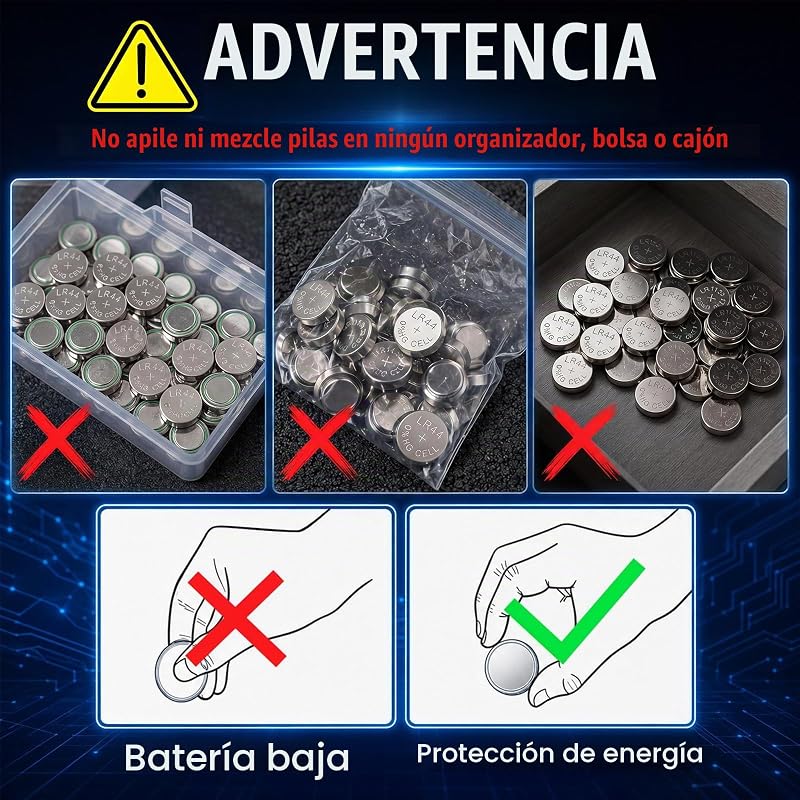 24 X Pilas LR44 AG13 de 1,5 V, Pilas de Botón Alcalinas A76, 357, LR44H, SR44 para Relojes — foto 7 de 7