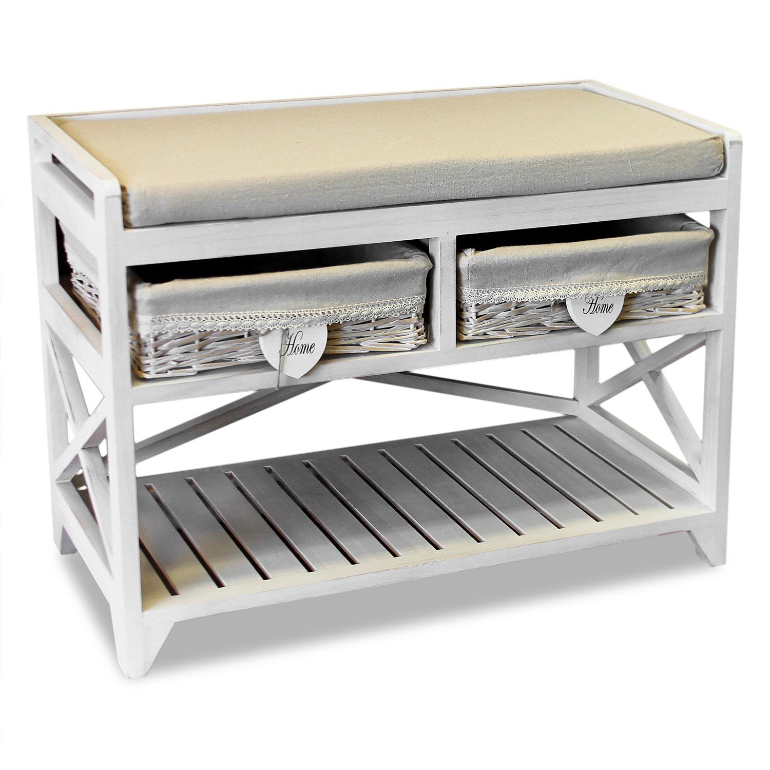 Multistore 2002 Holzsitzbank Kommode Flurbank Schuhregal Schuhbank