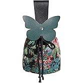 FURPHI Renaissance Belt Pouch Medeival Butterfly Drawstring Waist Bag Vintage Coin Purse Dice Bag Costume Accessories for LARP Ren Faire (C)
