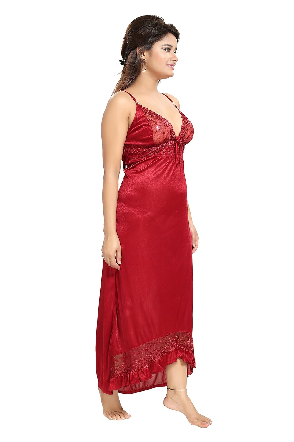 noty&trade;&trade;&trade; - women's/girls satin matching nightwear - 2 pc set- nighty/robe