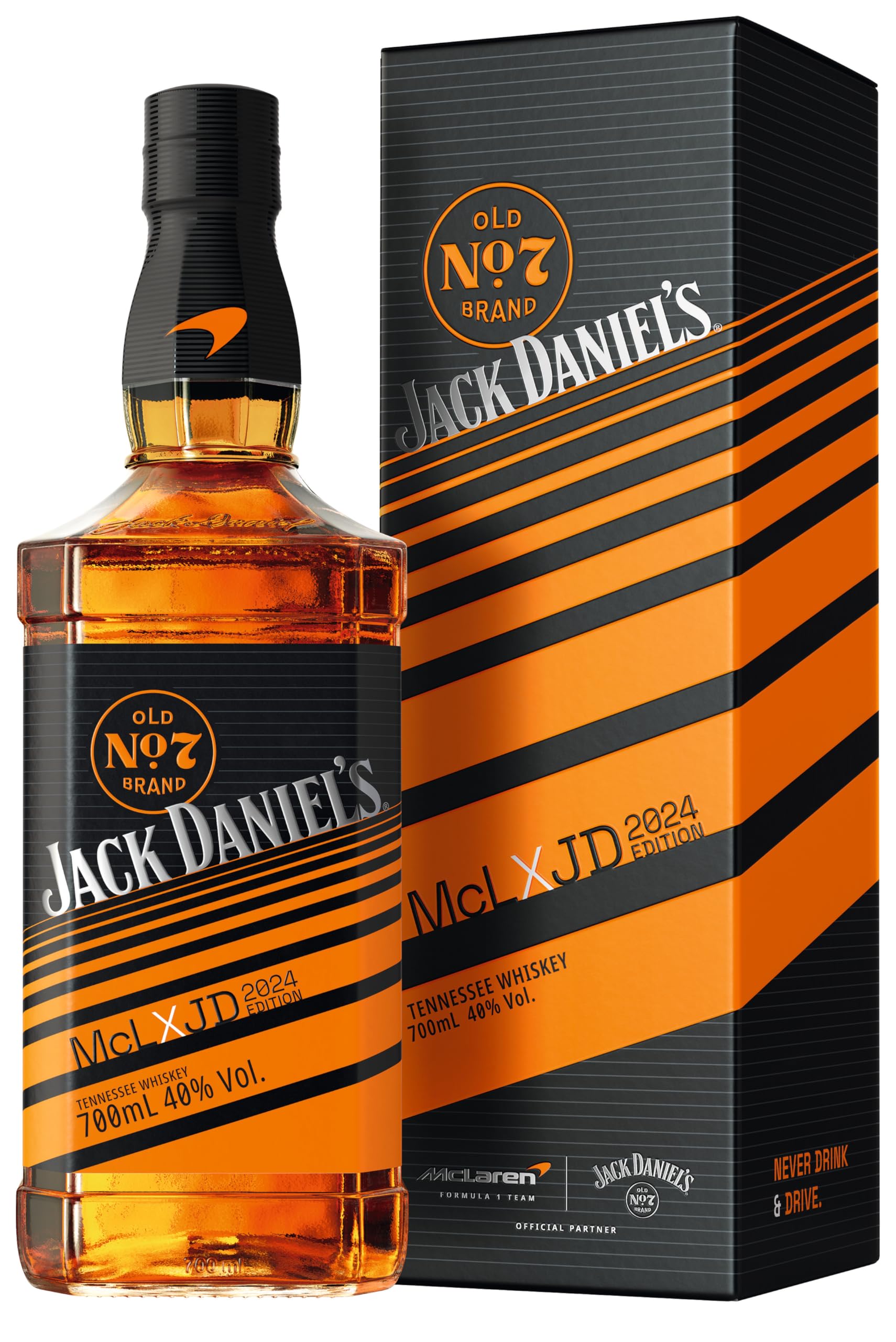 Jack Daniel's Old No.7 Tennessee Whiskey - McLaren Limited Edition 2024 - Inklusive Geschenkverpackung - zwei ikonische Marken, eine unverwechselbare Flasche -0.7L/40% Vol.