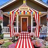 Fanfanwin 4 Pcs Carnival Circus Tent Decorations Carnival Entryway Door Party Decor Awning Hanging Banner Aisle Runners Supply for Circus Theme Birthday Celebration(Stylish)