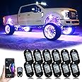 YiLaie RGB LED Rock Lights, 180 LEDs Lights with Phone App/Remote Control & Timing & Music Mode Rock Lights Kits, Waterproof Underglow Light for ATV RZR UTV SUV Off Road AUTO Motorcycle (12 Pods)