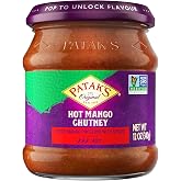 Patak&rsquo;s Hot Mango Chutney - Sweet &amp; Spicy Mango Chutney with Paprika &amp; Red Chile - Vegan &amp; Gluten-Free - Perfect for Meats, Cheese Platters &amp; Veggie Dips - 12 oz (Pack of 1)