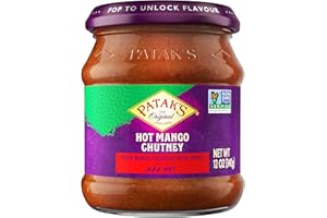 PATAK'S Patak’s Hot Mango Chutney - Sweet & Spicy Mango Chutney with Paprika & Red Chile - Vegan & Gluten-Free - Perfect for Meats, Cheese Platters & Veggie Dips - 12 oz (Pack of 1)