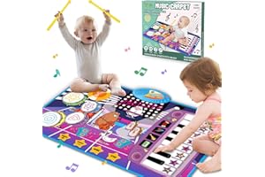 PRAGYM 1 Year Old Boy Birthday Gift, 2 in 1 Baby Musical Toys for 1 Year Old Boys&Girls, Toddler Piano Mat with Keyboard&Drum, First Birthday Gifts, Early Educational Development Toys for 1 2 Year Old