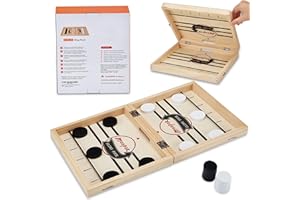 moopok Fast Sling Puck Game,Wooden Hockey Game,Super Foosball Table,Desktop Battle Parent-Child Interaction Winner Slingshot Game,Adults and Kids Family Game Toys