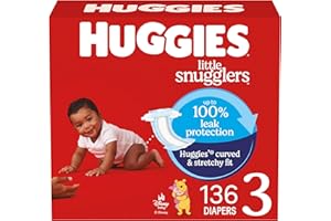Huggies Size 3 Diapers, Little Snugglers Baby Diapers, Size 3 (16-28 lbs), 136 Count, Packaging May Vary