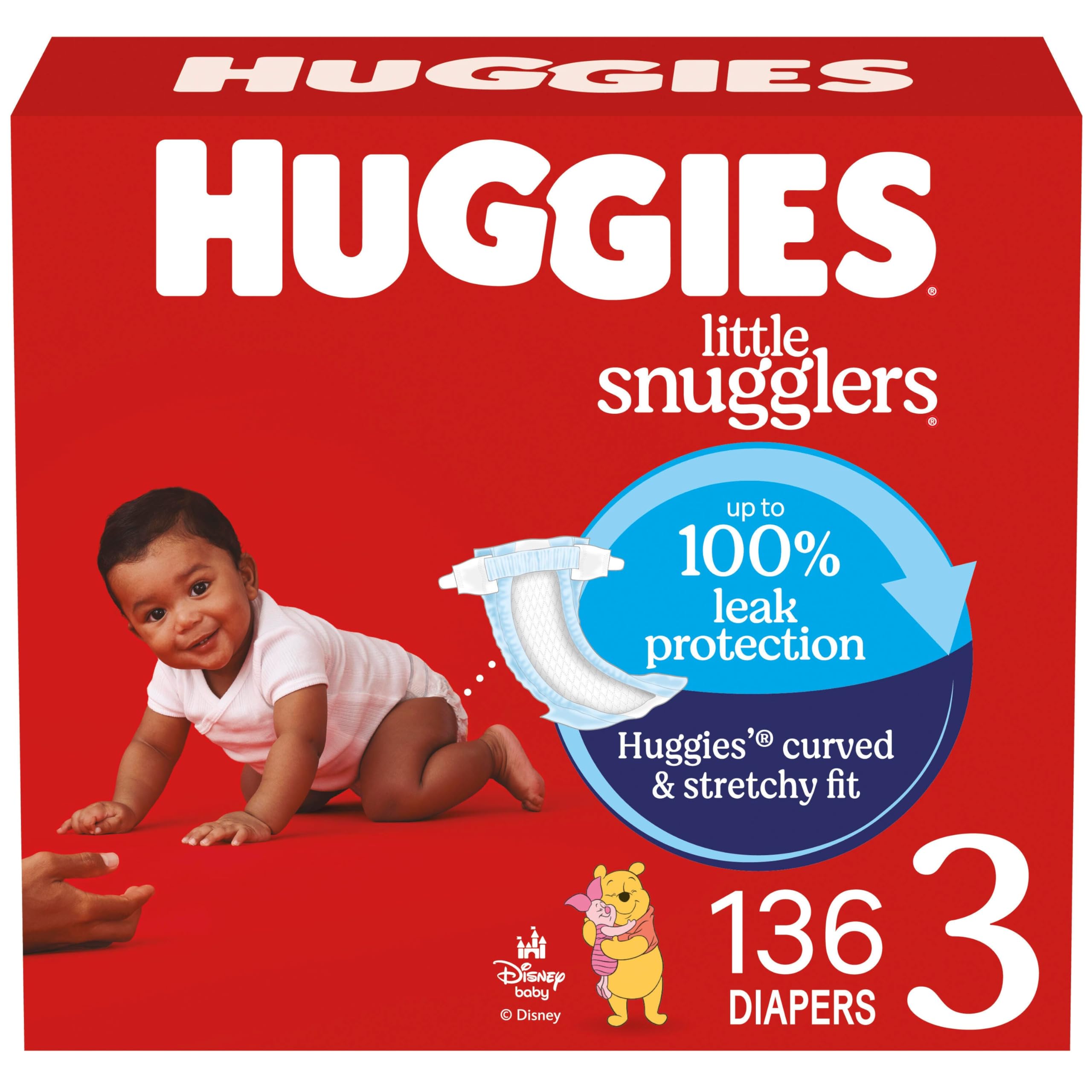 Photo 1 of Huggies Size 3 Diapers, Little Snugglers Baby Diapers, Size 3 (16-28 lbs), 136 Count, Packaging May Vary