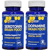 NATURAL STACKS Serotonin Brain Food + Dopamine Brain Food Bundle - Supports a Positive Mood &amp; Mental Drive* - 120 Total Capsules