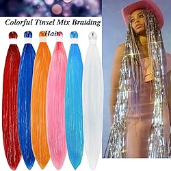 Tinsel Braiding Hair Pre stretched Orange Braiding