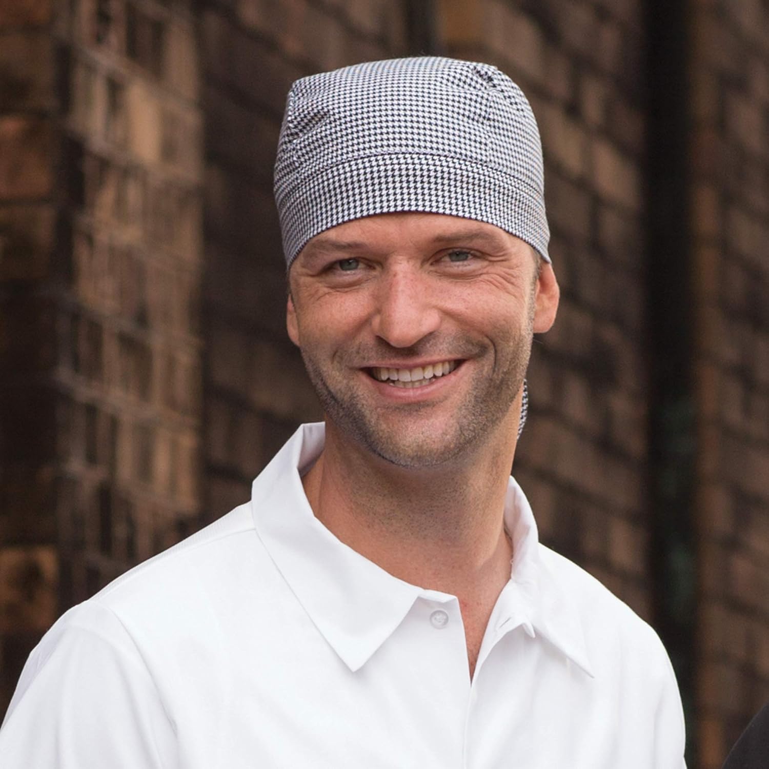 Uncommon Threads Elastic Back Skull Cap Chef Hat with Ties, Black, One Size: Apparel: Clothing