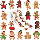 Gujianzhi Christmas Gingerbread Stickers - 1000Pcs Christmas Gingerbread Man Waterproof Stickers for Kids, 16 Patterns Xmas Cartoon Aesthetics Decoration Decals for Festivals Holiday Party Favor Gift