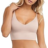 Maidenform Women's M Rib Seamless Brami, Pullover Wireless V-Neck Cami Bra, Removable Cups