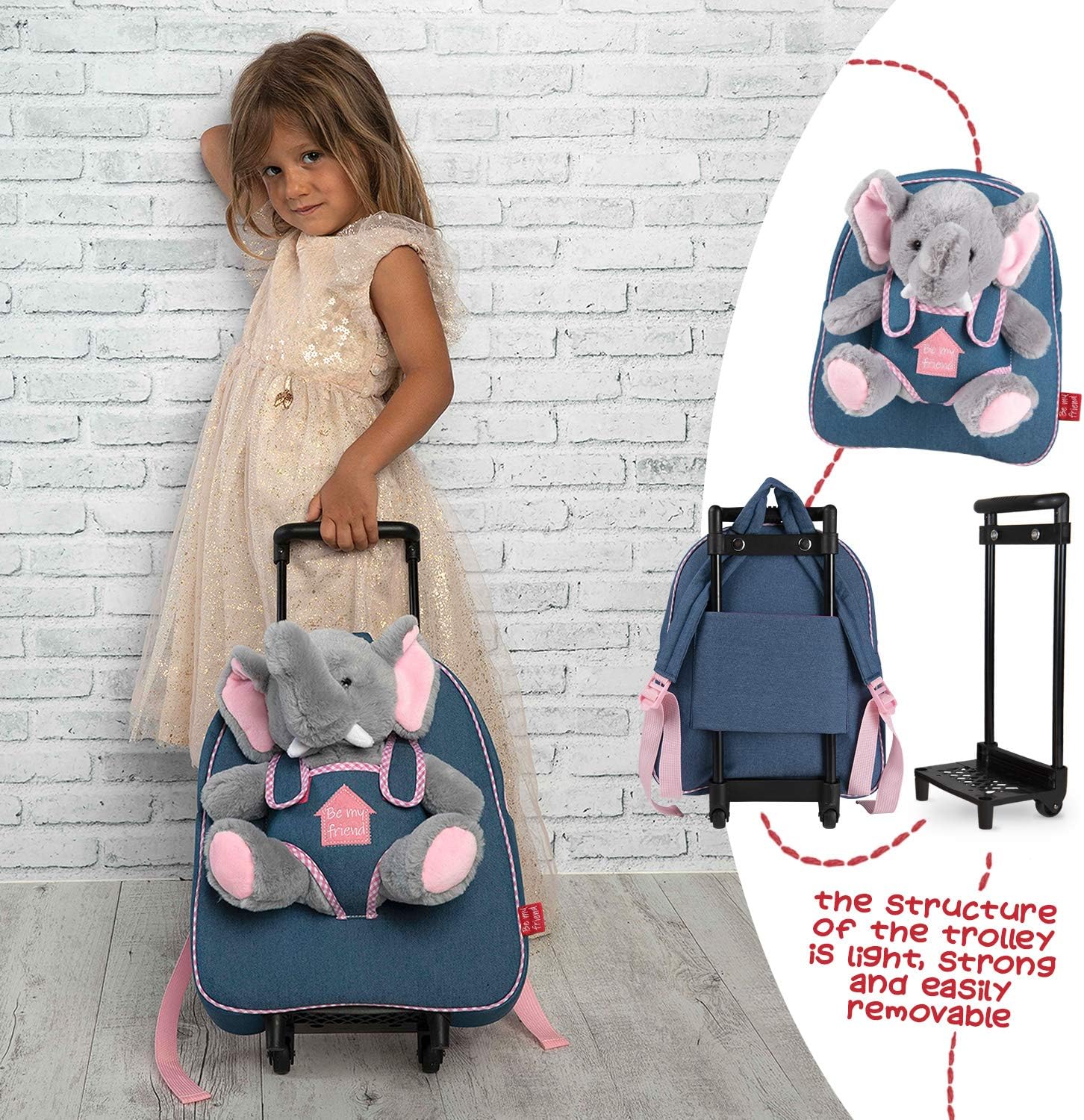 PERLETTI Carry On Backpack Plush Elephant Children 3 4 5 Years - Image 5