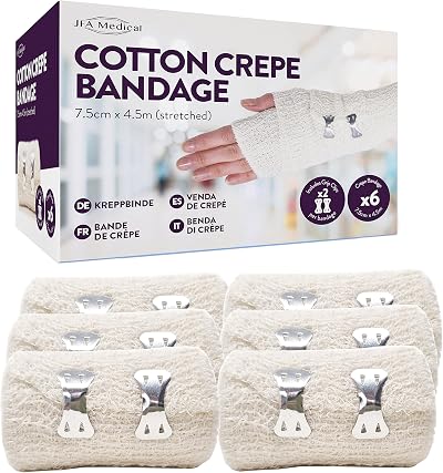 JFA Medical Cotton Crepe Bandages 7.5cm x 4.5m Box of 6