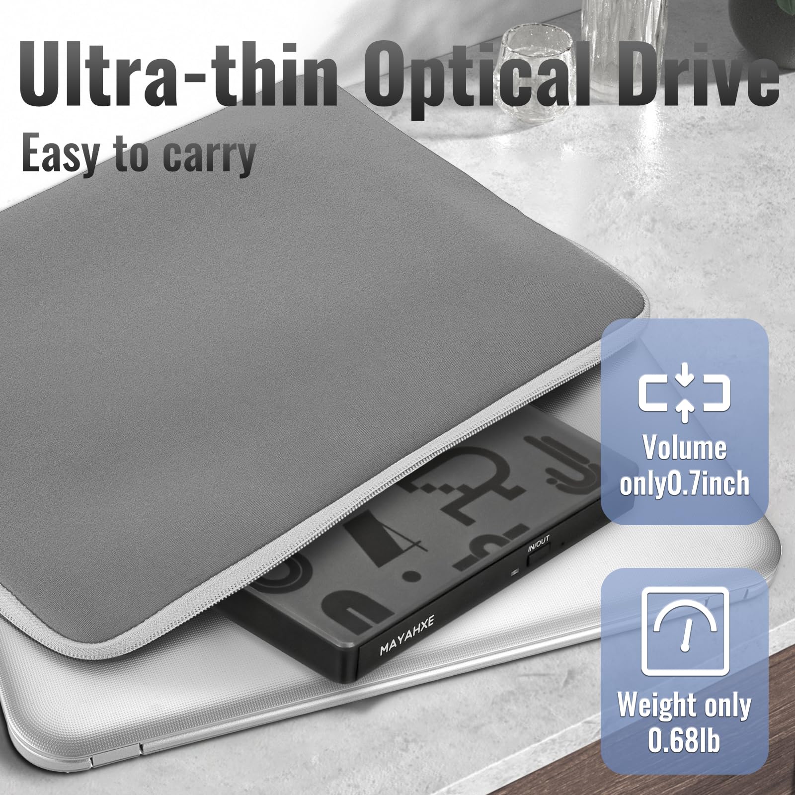 External CD DVD Drive, USB 3.0 Type C CD/DVD Burner Portable DVD+/-RW CD Player for Laptop PC Desktop iMac MacBook Pro/Air Windows XP/7/8/10/11 Mac OS Linux Vista7/8