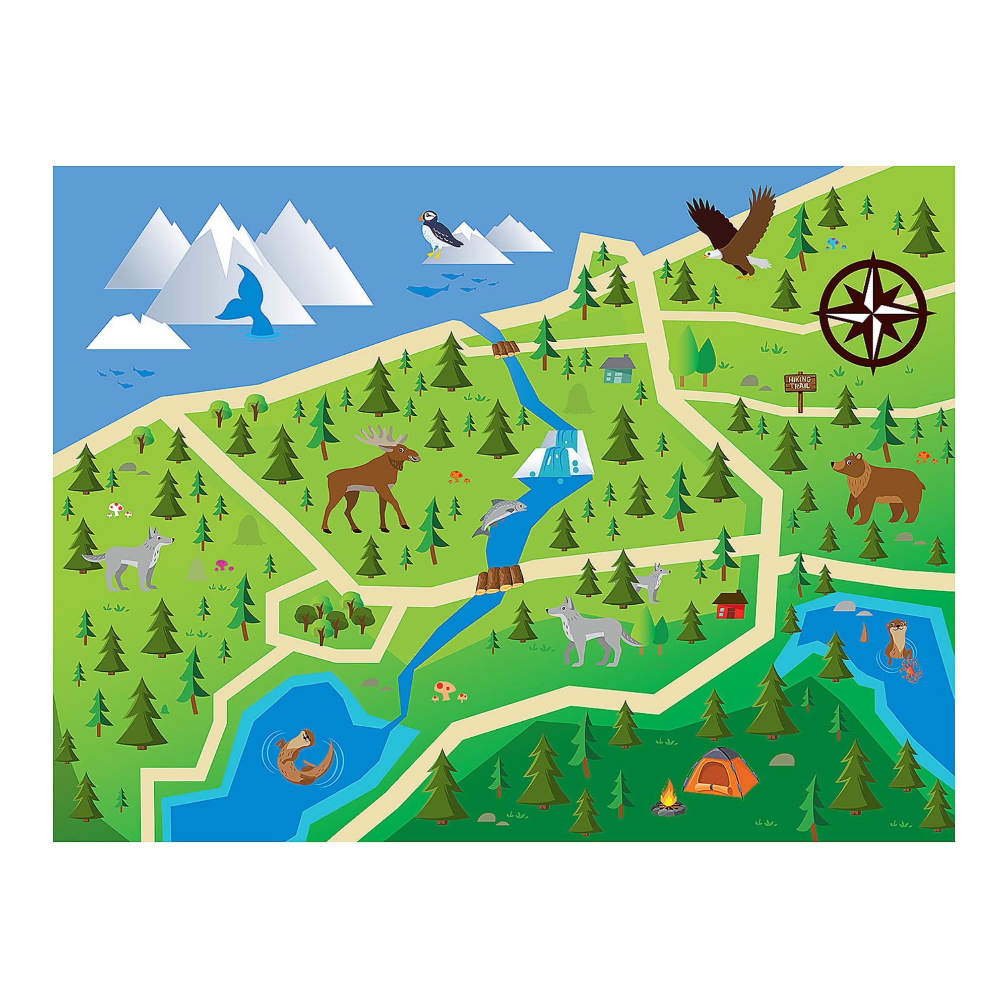 Photo 1 of 8 Ft. x 6 Ft. Great North VBS Map Polyester Backdrop, Vacation Bible School Supplies