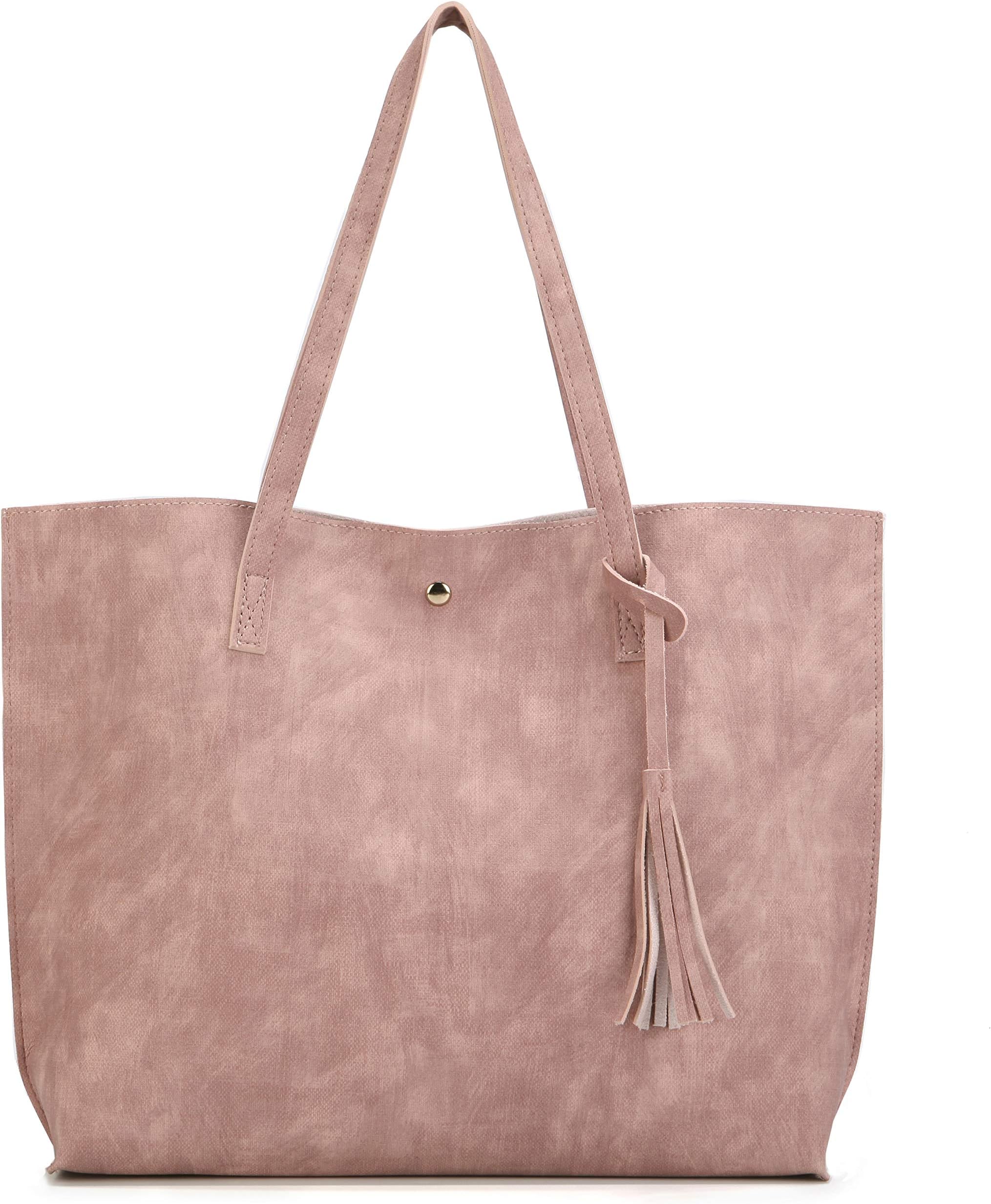 Women Tote Bags Top Handle Satchel Handbags PU Faux Leather Tassel Shoulder Purse