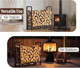 Amagabeli Log Rack 72x46cm with 4 Tools Wrought Iron Firewood Holder view 5