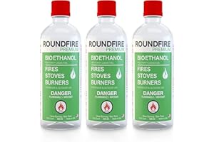 Roundfire Premium Ethanol Fireplace Fuel - 3 x 0.5 Liter - Fuel for Fire, Bioethanol Fuel Tabletop Fire Pit, Bio Ethanol Fuel for Table Top Fire Pit, Denatured Alcohol Fuel for Gel & Ethanol Firepits.