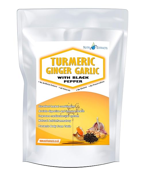 Turmeric Ginger and Garlic Capsules with Black Pepper 180 Pills High