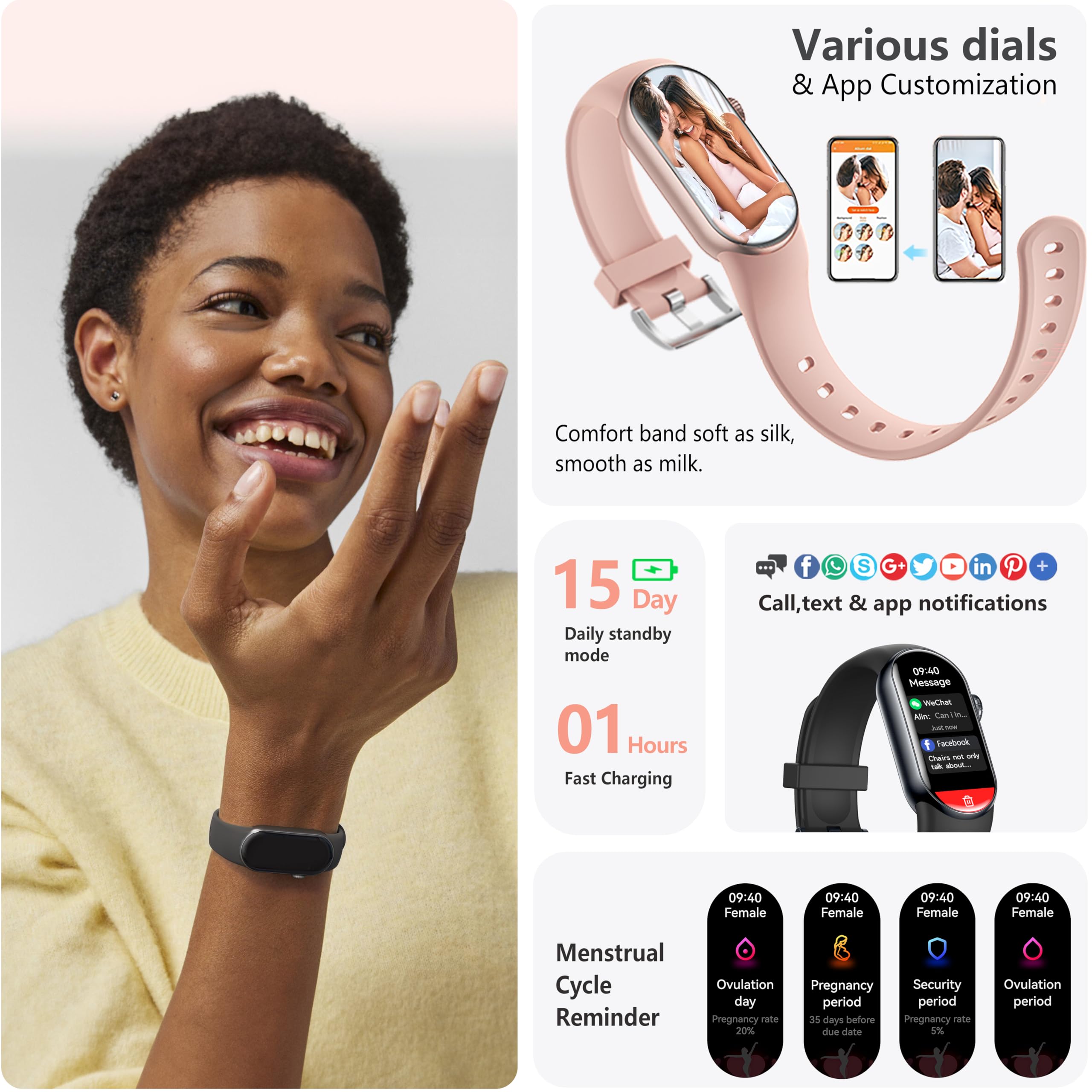 FITVII Ole Fitness Tracker, 1.6'' AMOLED Fitness Watch with 24/7 Heart Rate and Blood Pressure Monitor, Blood Oxygen Sleep Tracking Step Calories Counter IP68 Waterproof Activity Tracker for Women Men - Image 5